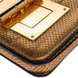 Pre Owned Tom Ford Metallic Gold Python Small Natalia Crossbody Bag