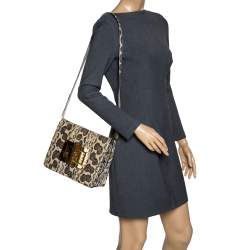 Pre Owned Tom Ford Black/Beige Python Large Natalia Shoulder Bag