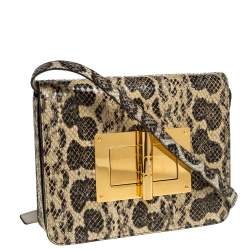 Pre Owned Tom Ford Black/Beige Python Large Natalia Shoulder Bag