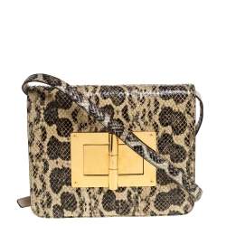 Pre Owned Tom Ford Black/Beige Python Large Natalia Shoulder Bag