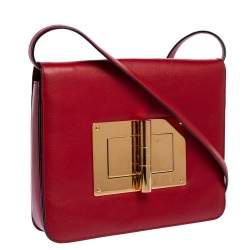 Pre Owned Tom Ford Red Leather Large Natalia Shoulder Bag