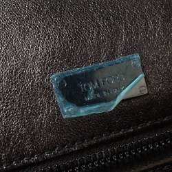 Pre Owned حقيبة كتف توم فورد "اليكس" سحابو قفل جلد ثعبان ميتاليك