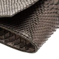 Pre Owned حقيبة كتف توم فورد "اليكس" سحابو قفل جلد ثعبان ميتاليك