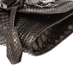 Pre Owned حقيبة كتف توم فورد "اليكس" سحابو قفل جلد ثعبان ميتاليك