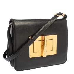 Tom Ford Black Leather Large Natalia Shoulder Bag