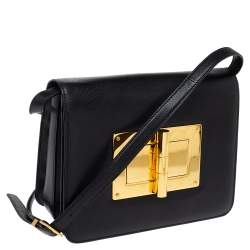 Pre Owned Tom Ford Black Leather Large Natalia Shoulder Bag