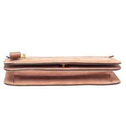 Pre Owned Tom Ford Nude Pink Suede Zip Detail Flap Clutch Bag