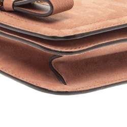 Pre Owned Tom Ford Nude Pink Suede Zip Detail Flap Clutch Bag