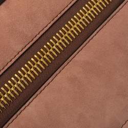 Pre Owned Tom Ford Nude Pink Suede Zip Detail Flap Clutch Bag