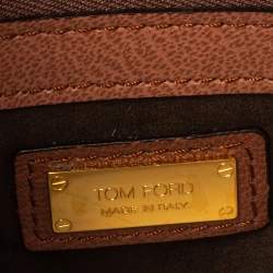 Pre Owned Tom Ford Nude Pink Suede Zip Detail Flap Clutch Bag