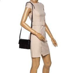 Tom Ford Black Leather Flap Top Handle Bag