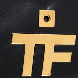 Tom Ford Black Leather Flap Top Handle Bag