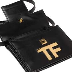 Tom Ford Black Leather Flap Top Handle Bag