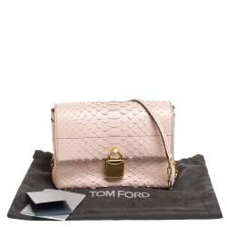 Tom Ford Blush Nude Beige Python Padlock Flap Chain Crossbody Bag
