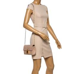 Tom Ford Blush Nude Beige Python Padlock Flap Chain Crossbody Bag