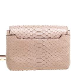 Tom Ford Blush Nude Beige Python Padlock Flap Chain Crossbody Bag