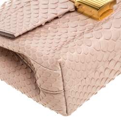 Tom Ford Blush Nude Beige Python Padlock Flap Chain Crossbody Bag