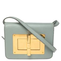 Pre Owned Tom Ford Mint Green Leather Small Natalia Crossbody Bag