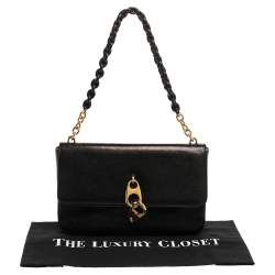 مملوكة مسبقًا Tom Ford Black Leather Carine Flap Bag