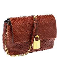 Tom Ford Brown Python Small Leonica Padlock Shoulder Bag