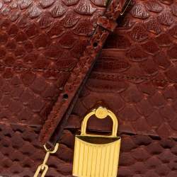 Tom Ford Brown Python Small Leonica Padlock Shoulder Bag