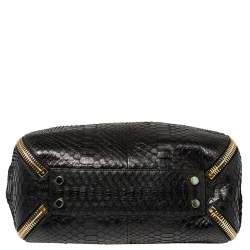 Pre Owned Tom Ford Black Python Medium Sedgwick Zip Tote