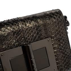 Tom Ford Metallic Silver Python Medium Natalia Chain Shoulder Bag