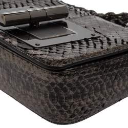 Tom Ford Metallic Silver Python Medium Natalia Chain Shoulder Bag