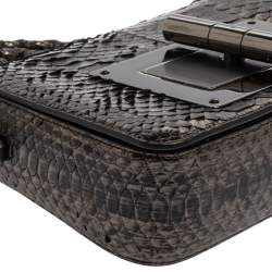 Tom Ford Metallic Silver Python Medium Natalia Chain Shoulder Bag