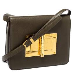 Tom Ford Olive Green Leather Large Natalia Shoulder Bag