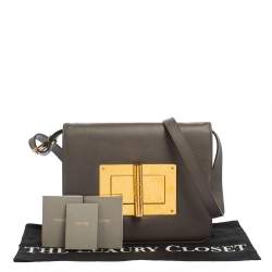 Pre Owned Tom Ford Grey Leather Medium Natalia Shoulder Bag
