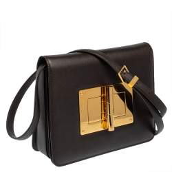 Pre Owned Tom Ford Chocolate Brown Leather Large Natalia Shoulder Bag