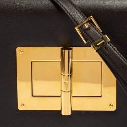 Pre Owned Tom Ford Chocolate Brown Leather Large Natalia Shoulder Bag