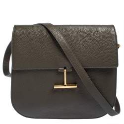 Pre Owned Tom Ford Dark Olive Green Leather Tara Crossbody Bag