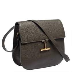 Pre Owned Tom Ford Dark Olive Green Leather Tara Crossbody Bag