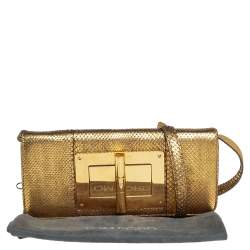 Tom Ford Metallic Gold Python Natalia Convertible Clutch