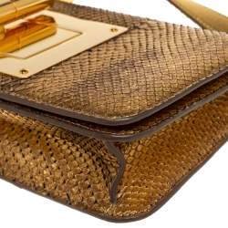 Tom Ford Metallic Gold Python Natalia Convertible Clutch