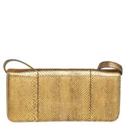 Tom Ford Metallic Gold Python Natalia Convertible Clutch