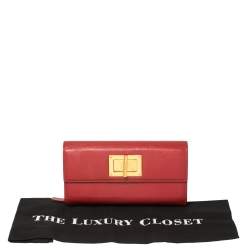 Pre Owned Tom Ford Red Leather Turnlock Natalia Continental Wallet