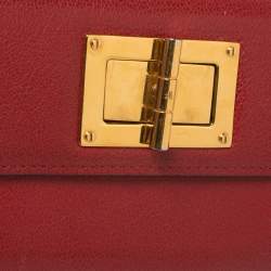 Pre Owned Tom Ford Red Leather Turnlock Natalia Continental Wallet