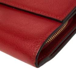 Pre Owned Tom Ford Red Leather Turnlock Natalia Continental Wallet
