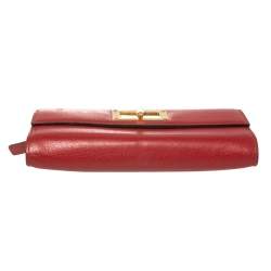 Pre Owned Tom Ford Red Leather Turnlock Natalia Continental Wallet