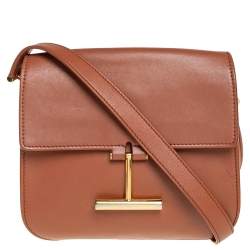 Pre Owned Tom Ford Tan Leather Mini Tara Crossbody Bag