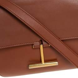 Pre Owned Tom Ford Tan Leather Mini Tara Crossbody Bag