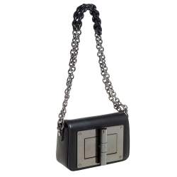 Pre Owned Tom Ford Black Leather Mini Natalia Chain Shoulder Bag