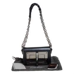 Pre Owned Tom Ford Black Leather Mini Natalia Chain Shoulder Bag
