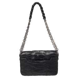 Pre Owned Tom Ford Black Pleated Leather Medium Natalia Chain Shoulder Bag