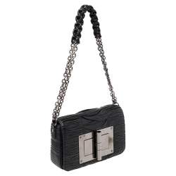 Pre Owned Tom Ford Black Pleated Leather Medium Natalia Chain Shoulder Bag