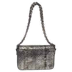 Pre Owned Tom Ford Black/Silver Python Medium Natalia Shoulder Bag