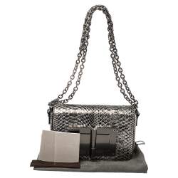 Pre Owned Tom Ford Black/Silver Python Medium Natalia Shoulder Bag